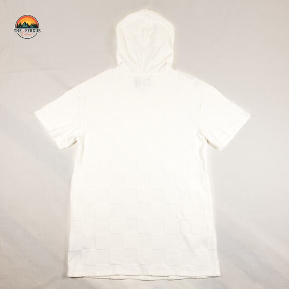 UGG Women’s Kassey Hooded Dress White Check Cotton Blend Cover Up XS - Picture 2 of 12